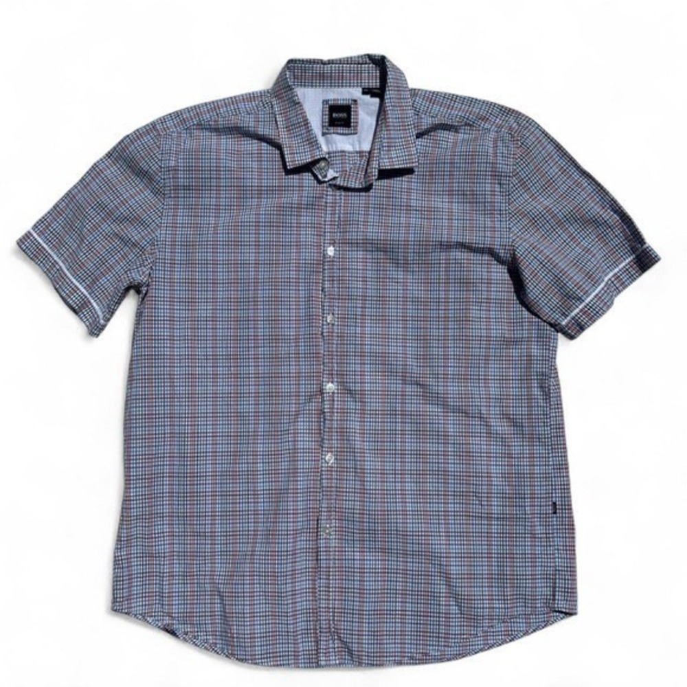 Hugo Boss Gray Multicolor Plaid Button Down Shirt Slim Fit - 2XL